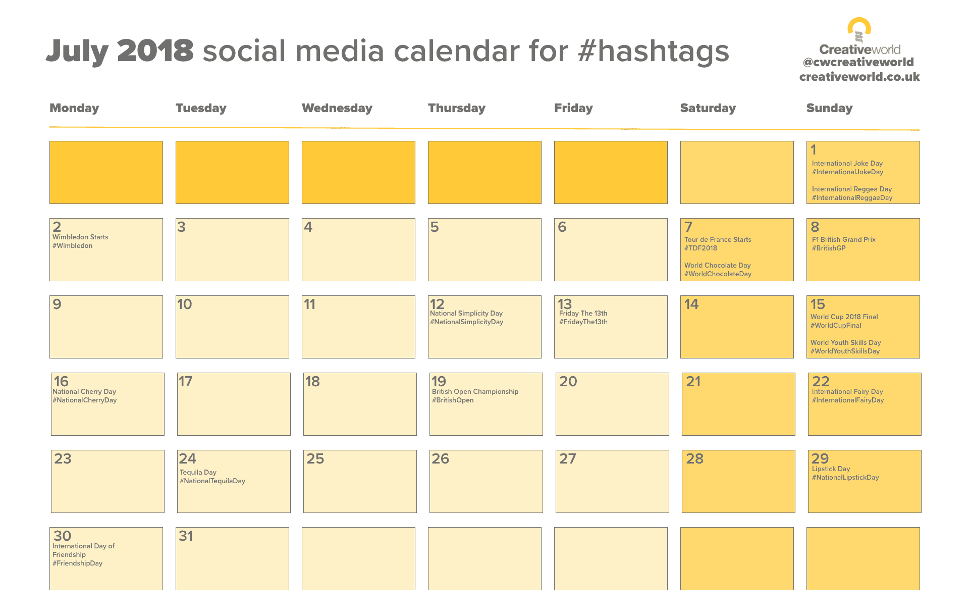 Social Media Calendar - July