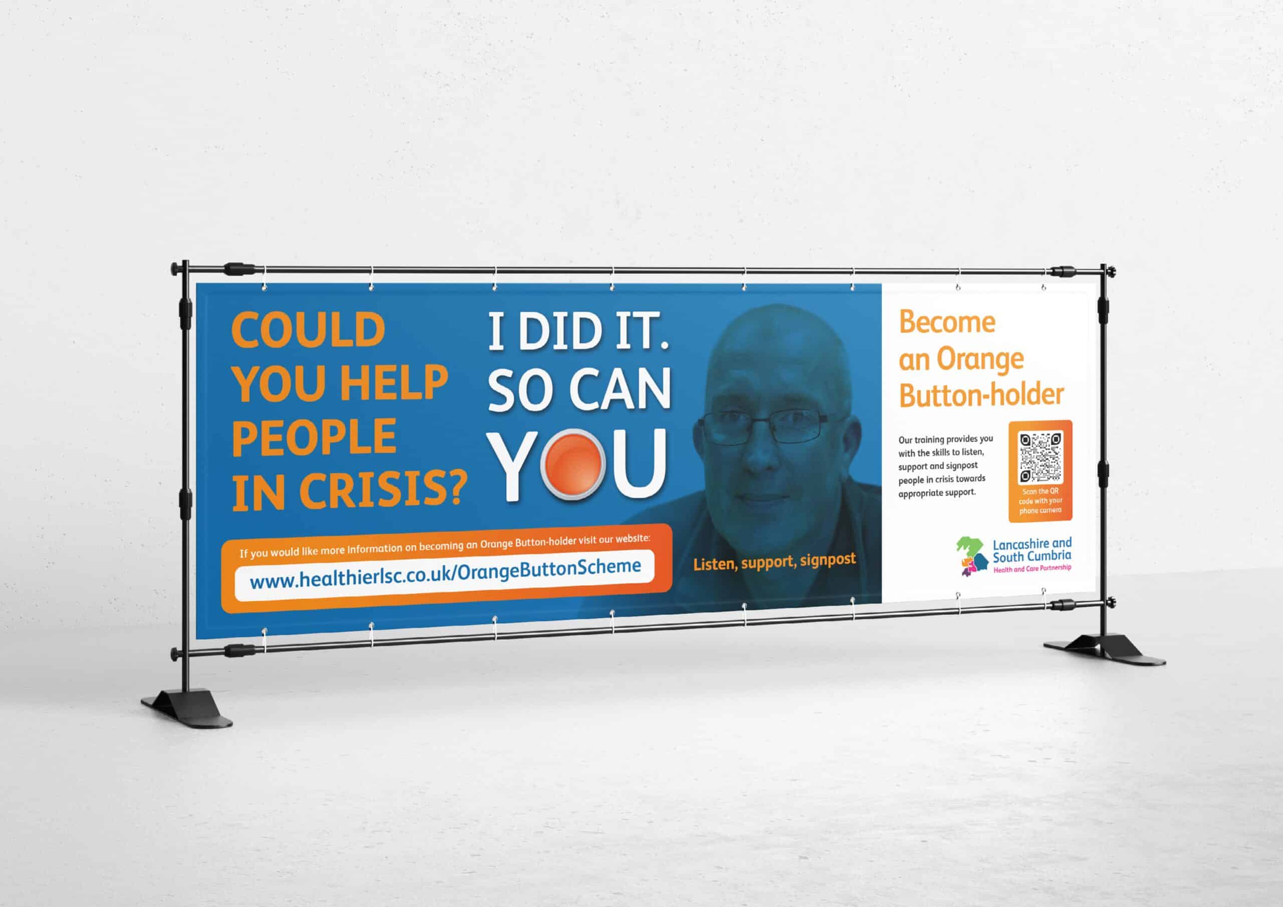 Orange Button Banner Stand