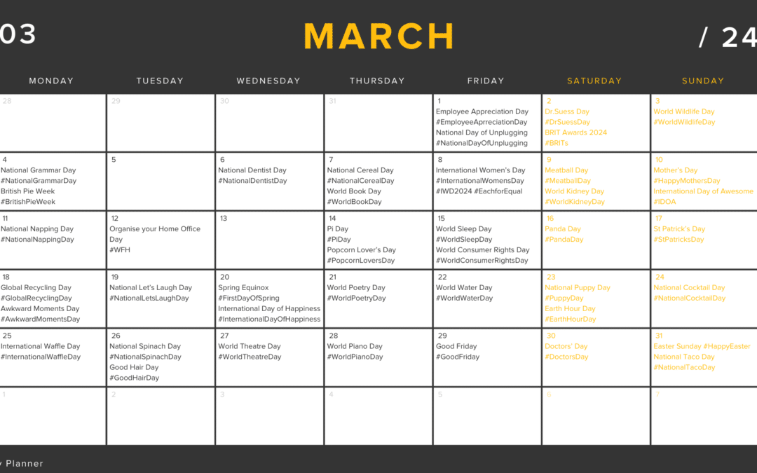 Social Media Calendar 2024: March