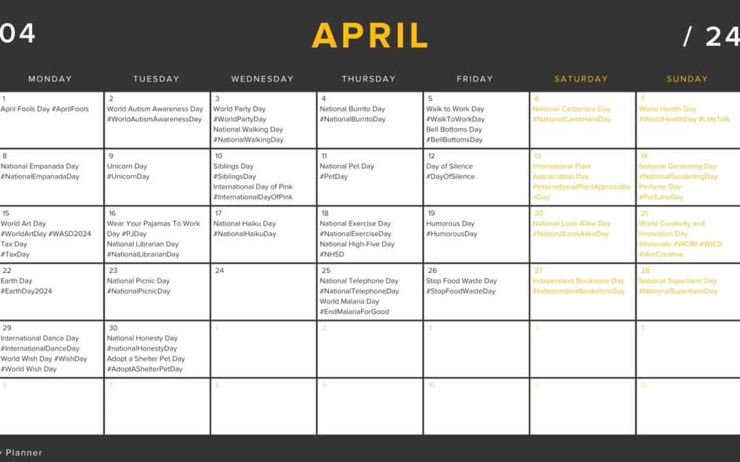 Social Media Calendar 2024: April