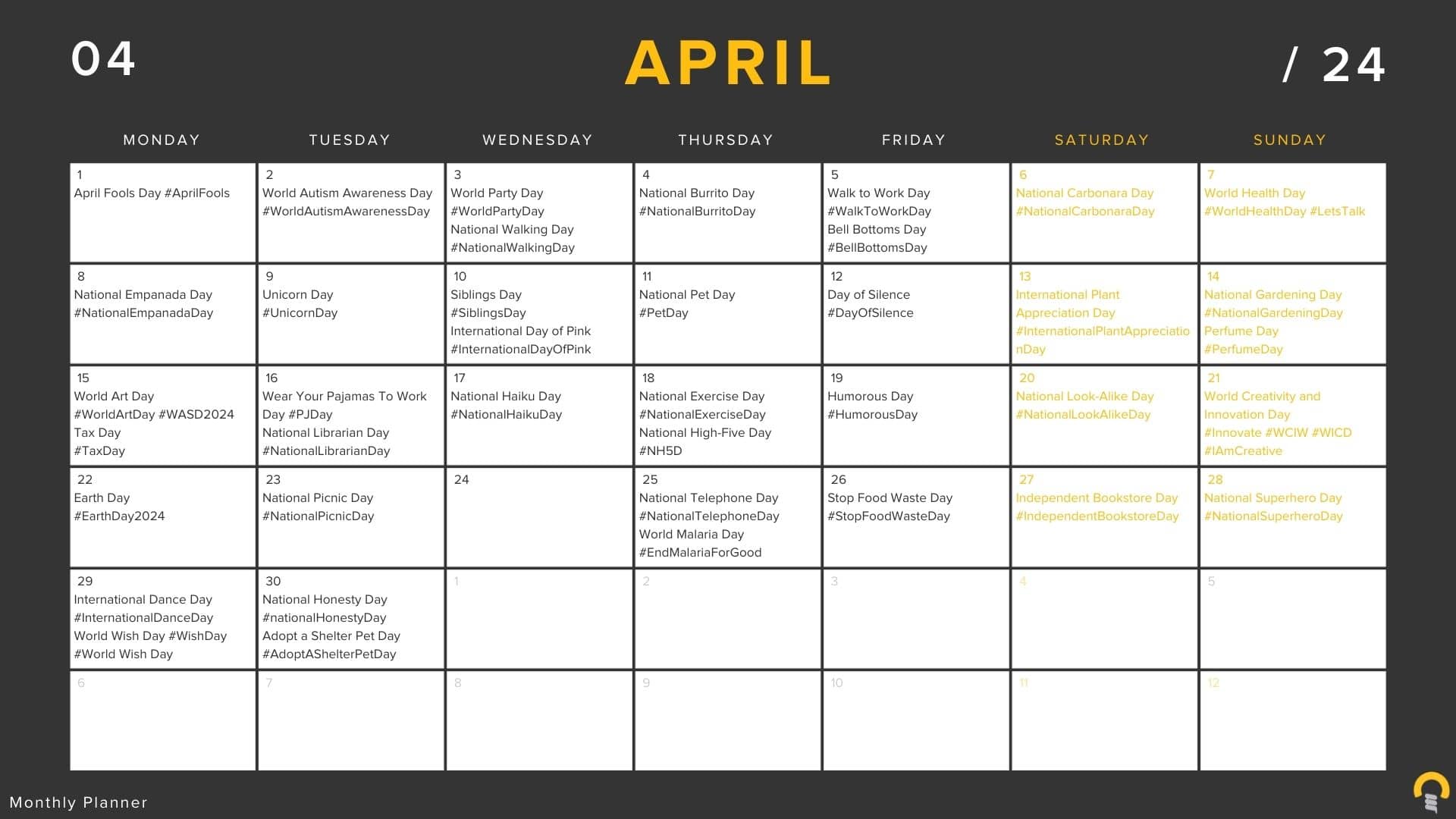 April Social Media Calendar