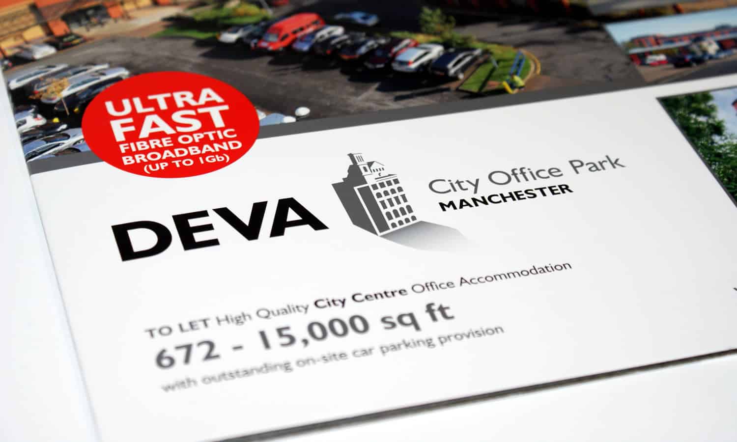 Leading property marketing agency, Creativeworld, create new marketing material for Deva City Office Park, Manchester