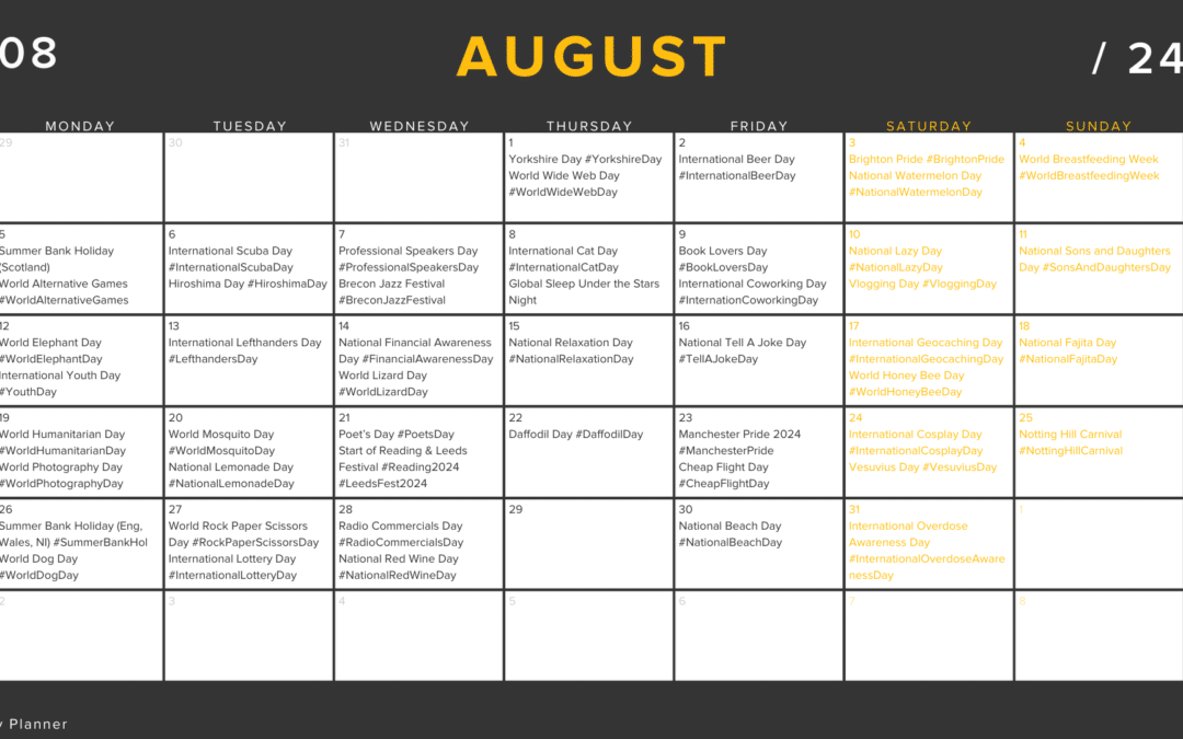 Social Media Calendar 2024: August