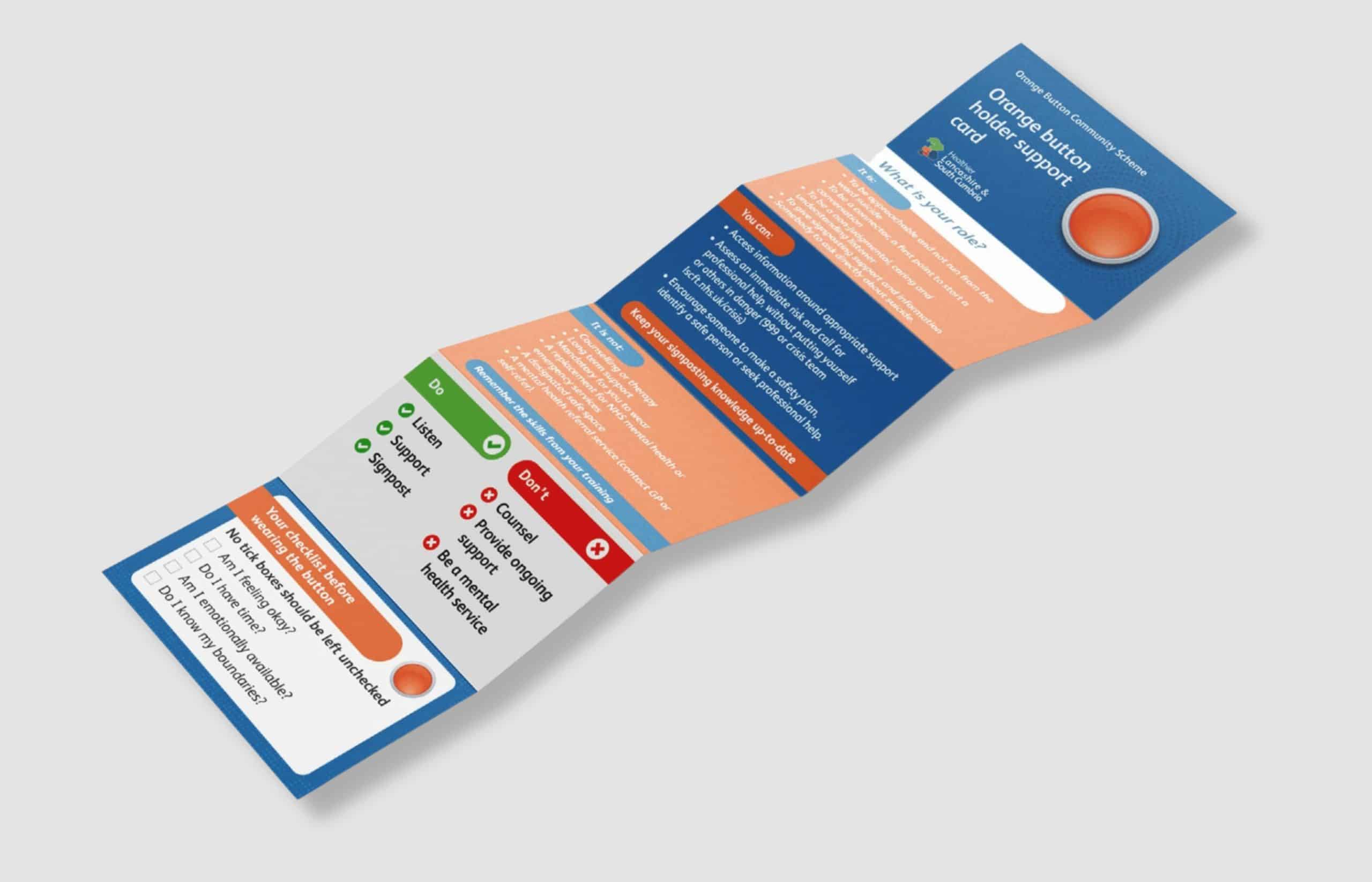 Orange Button folded info card Orange Button folded info card