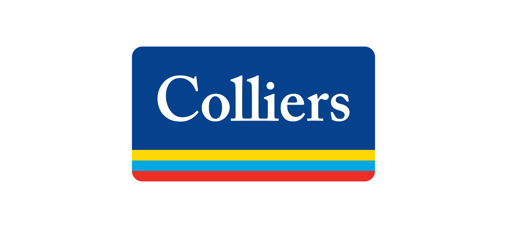 Colliers logo with colourful stripes