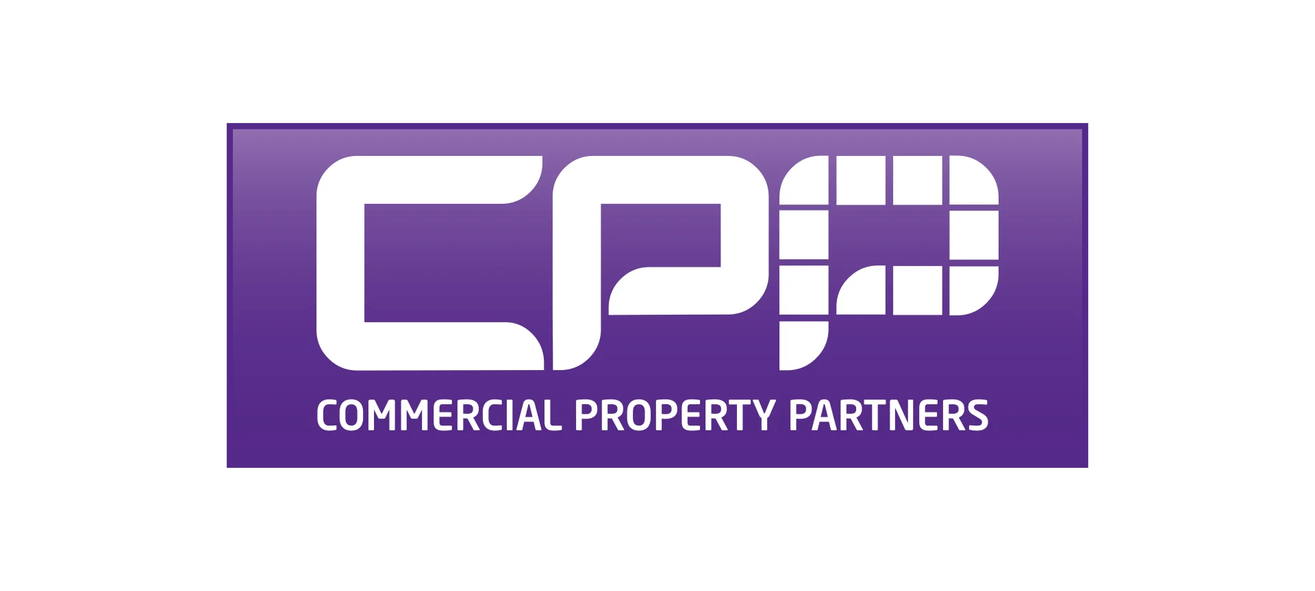 Commercial Property Partners logo on purple background.