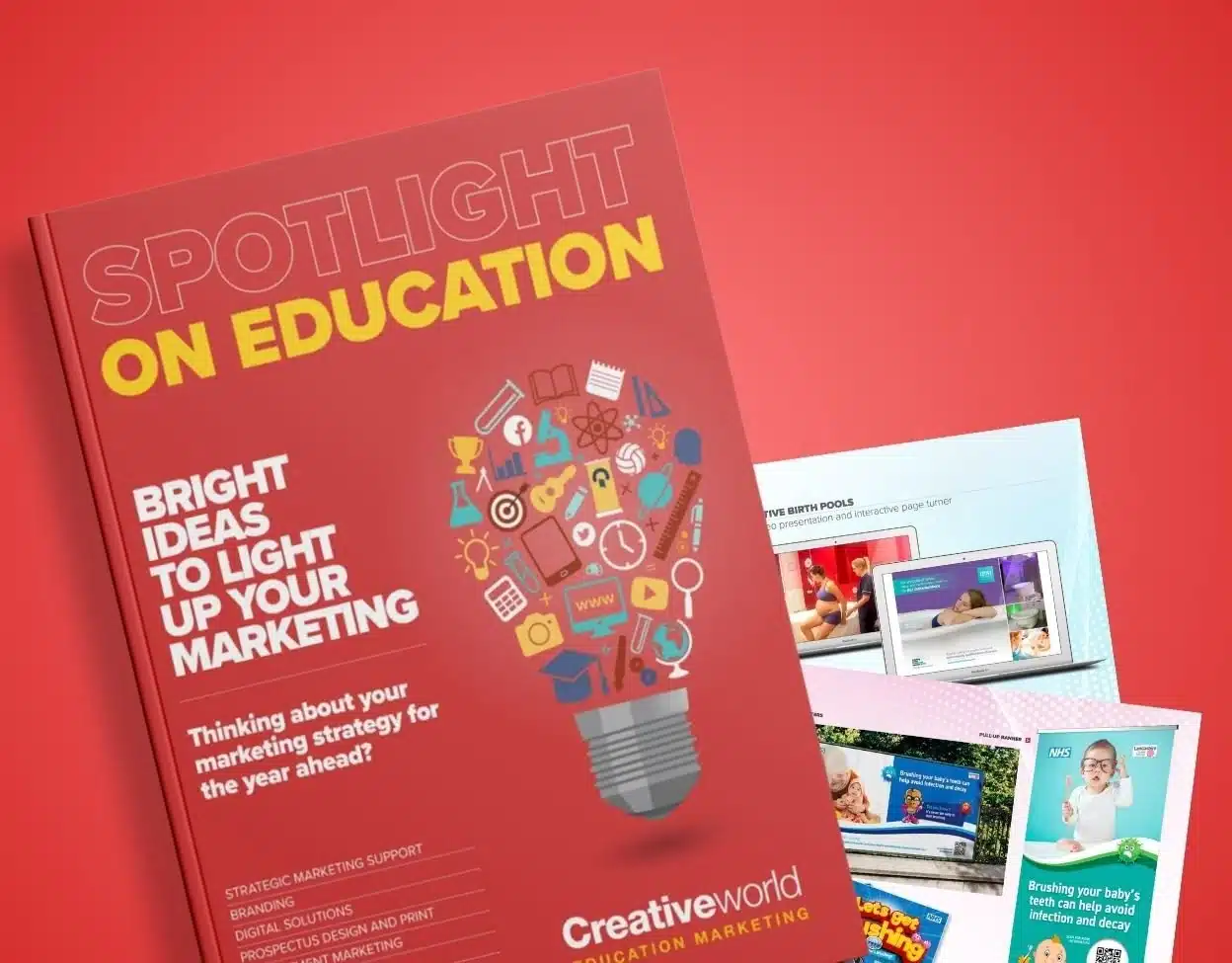 Education marketing strategy book with bright design