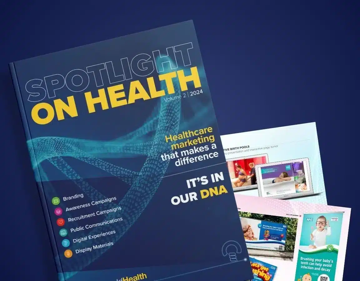 Healthcare marketing magazine with DNA theme