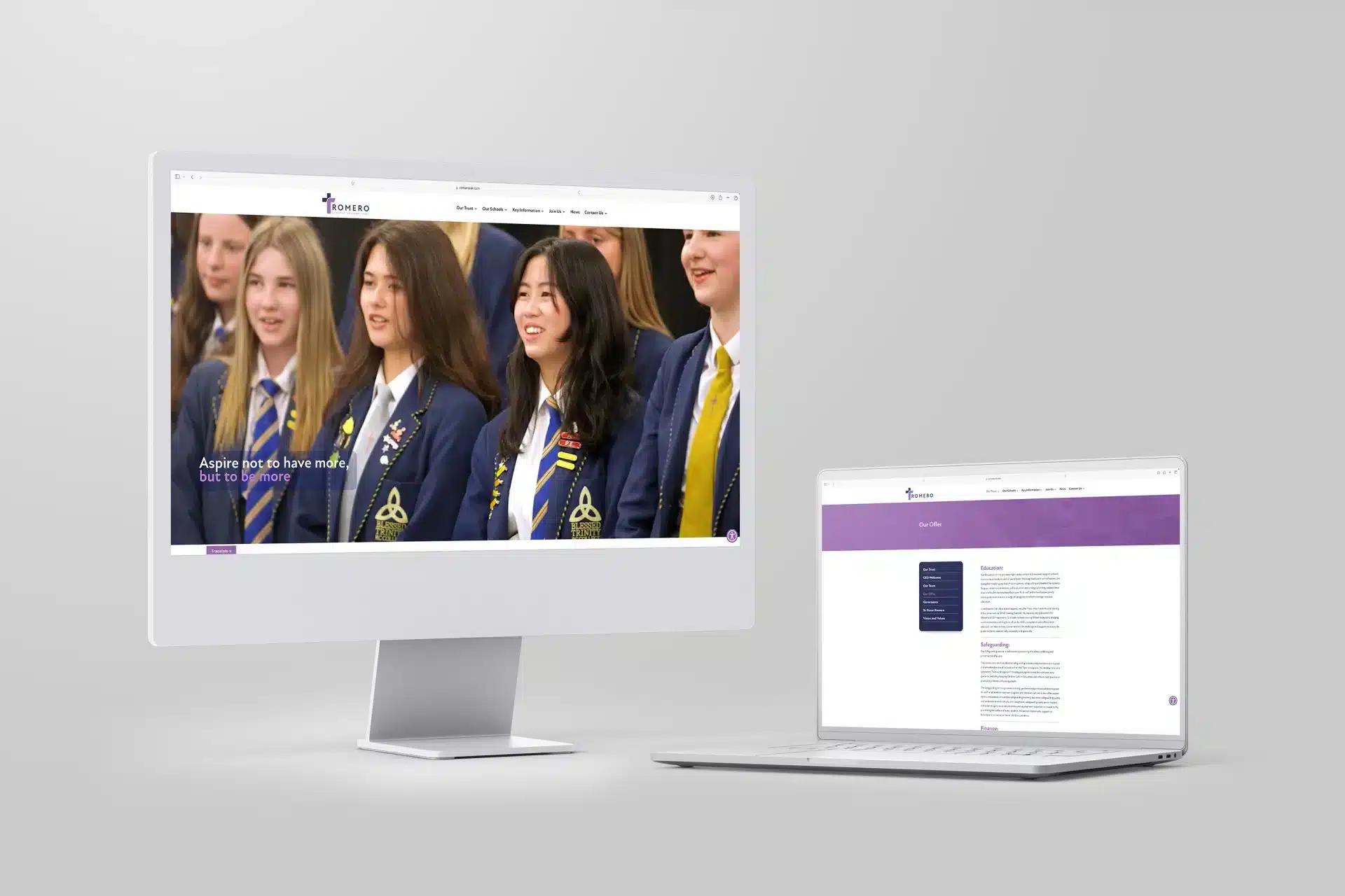 Computers displaying students on a website