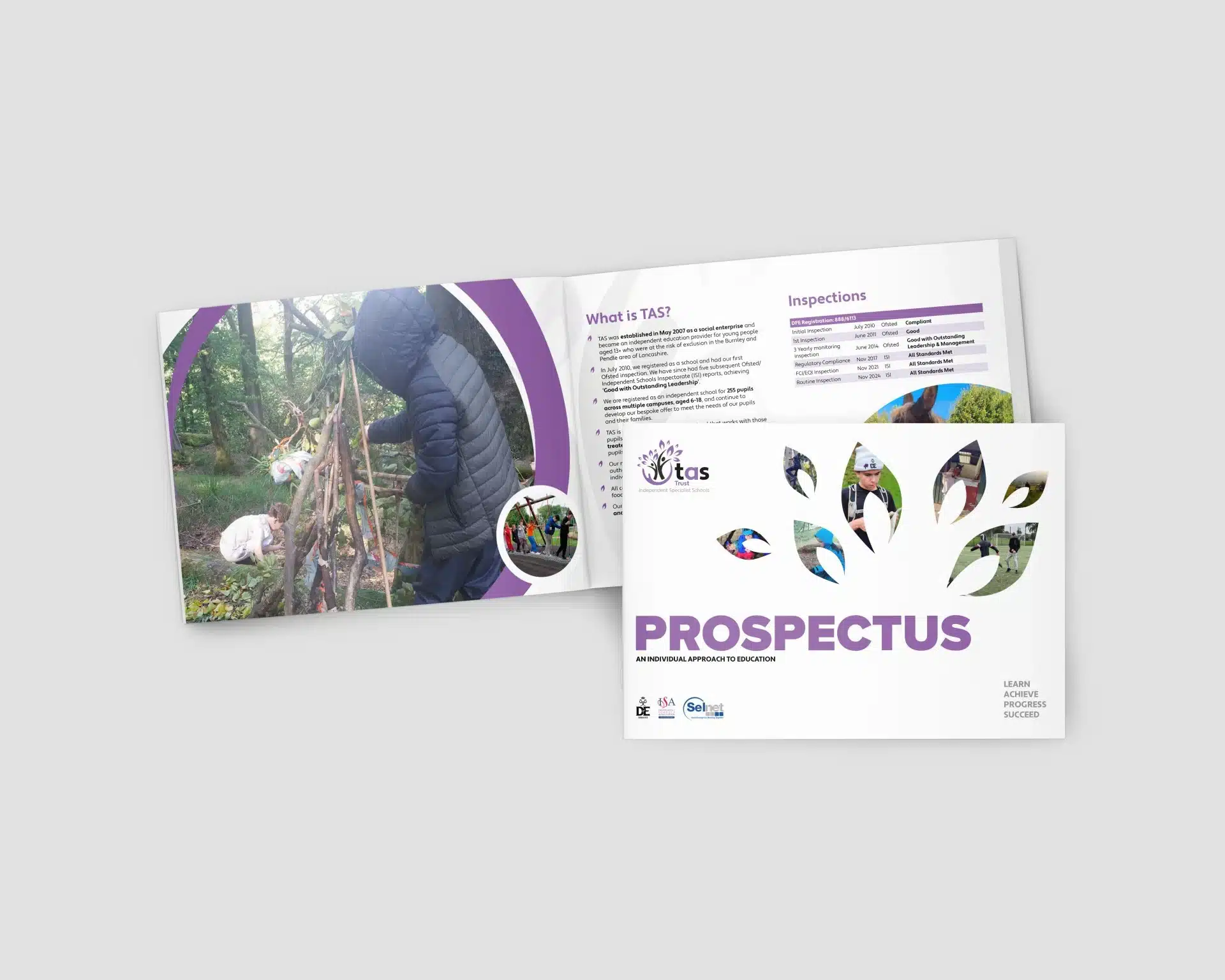 School prospectus with outdoor activity photos