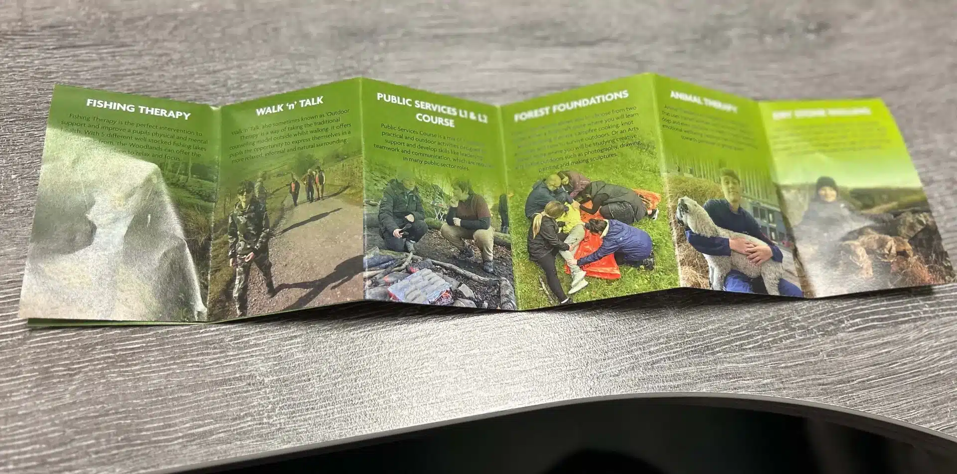 Pamphlet with outdoor therapy activities