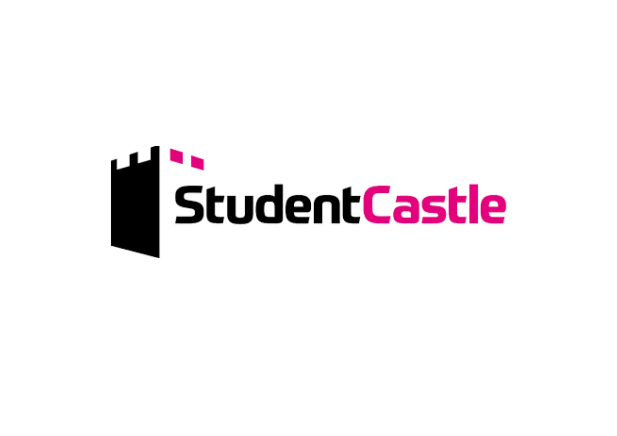 StudentCastle logo with black castle and pink lettering