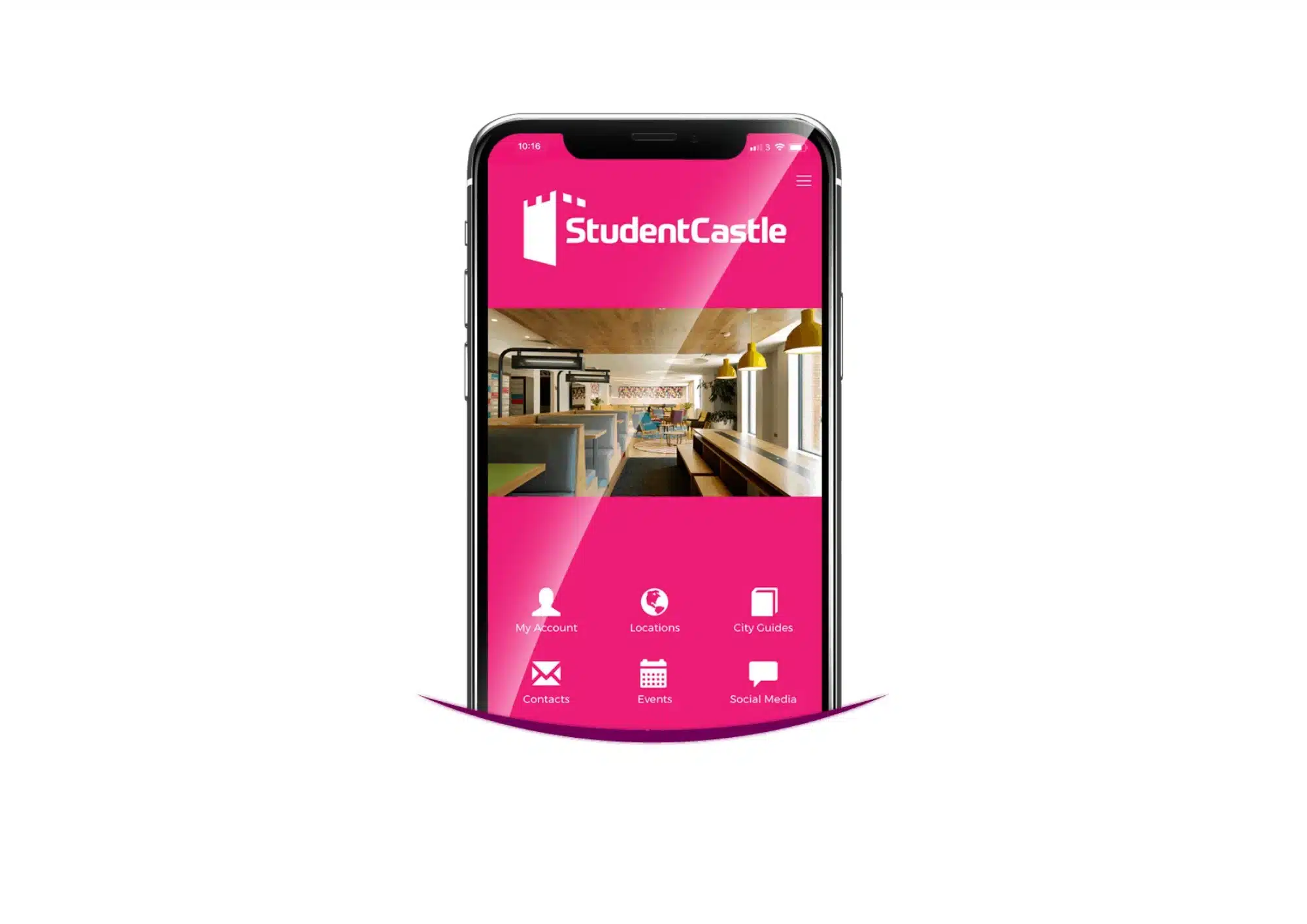 StudentCastle mobile app home screen on smartphone