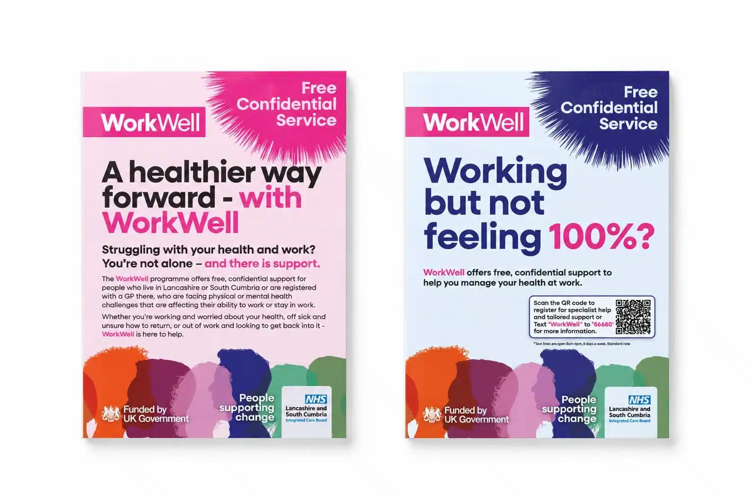 Two WorkWell confidential support service leaflets