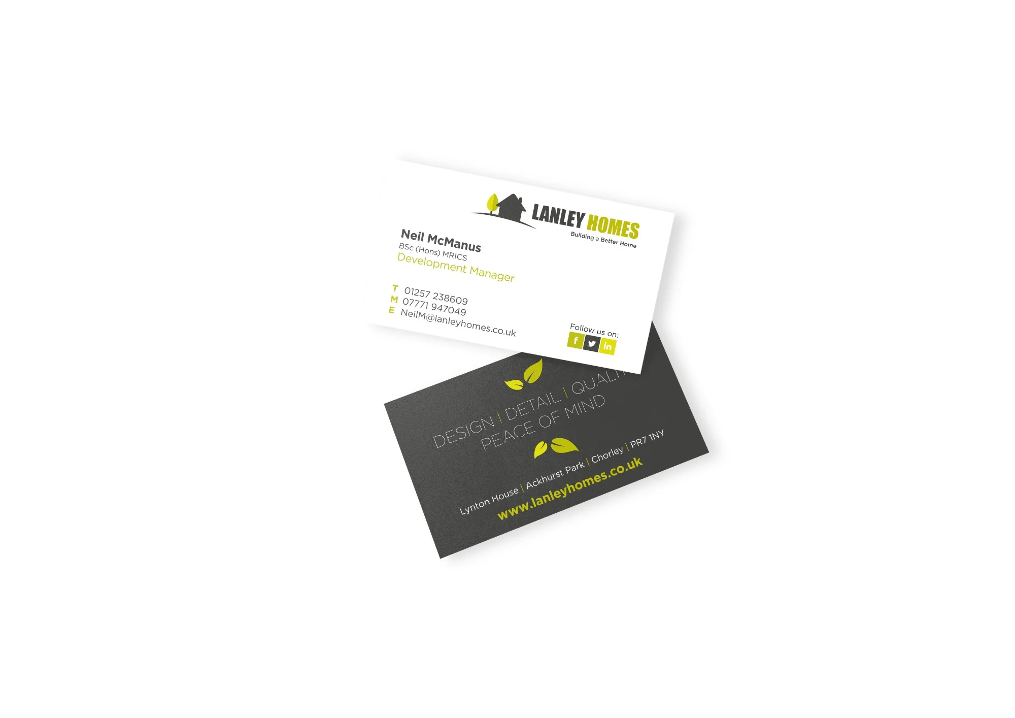 Lanley Homes double-sided business card design