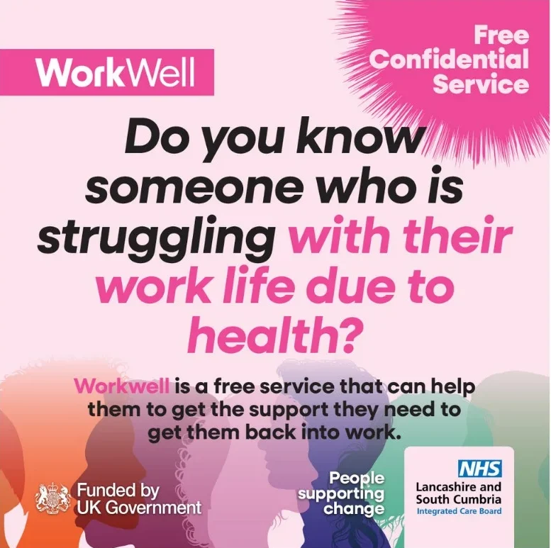 WorkWell poster promoting free confidential workplace health support