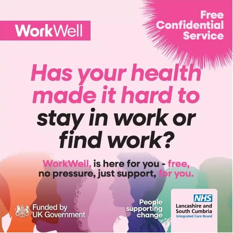 WorkWell poster promoting free confidential employment health support