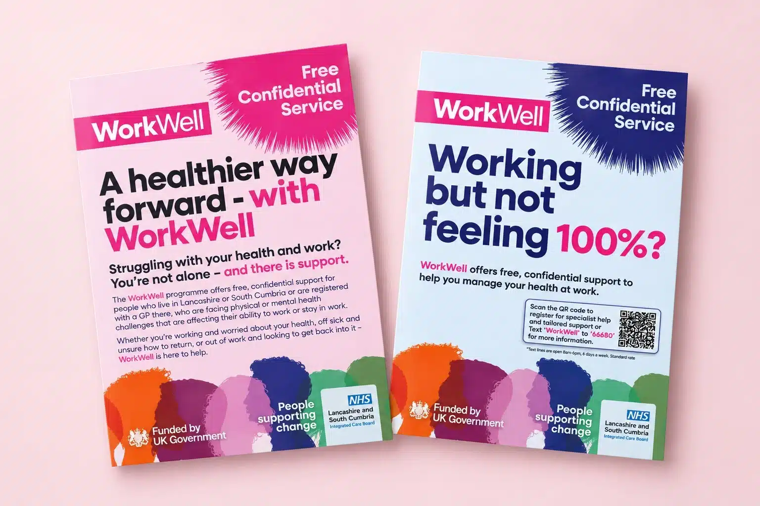 Two WorkWell confidential workplace health support leaflets